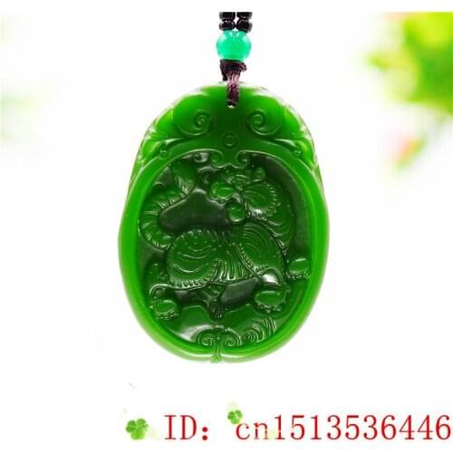 Green Jade Tiger Pendant Necklace Jadeite Charm Gifts Jewelry Women Men Chinese Fashion Natural Carved Amulet for