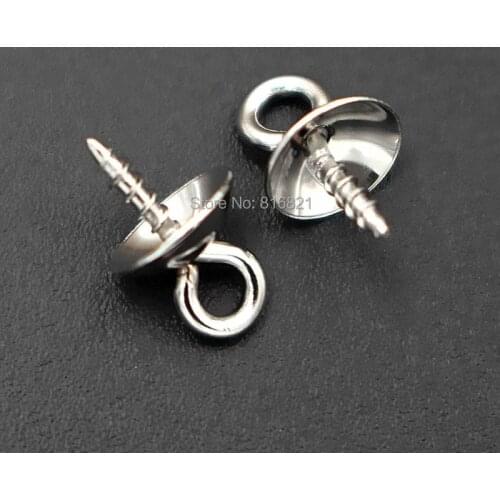 Stainless Steel Pearl Screw Eye pin Bail Screw Pin Pendant Smooth Cap DIY Findings Wholesale 4mm 5mm 6mm 8mm for you choose