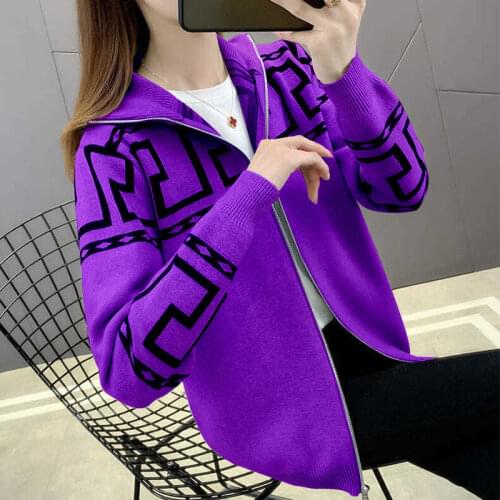 Sweater jacket women fall/winter 2021 new slim zipper knitted cardigan all-match blouse women trendy