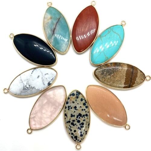 1 Piece of Natural Stone Oval Pendant Tiger Eye Stone Amethyst Ladies Charm Beach Bracelet Necklace Earrings Pendant Jewelry