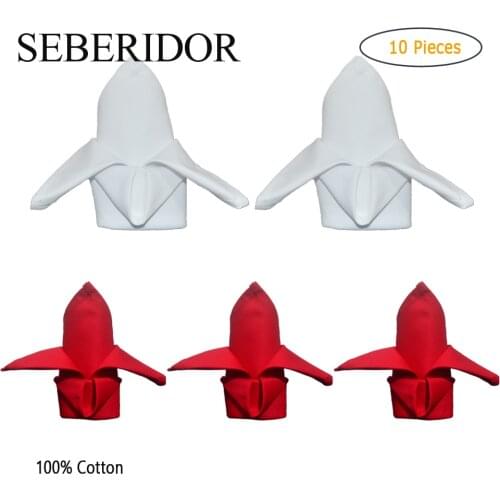 10 Pieces Cotton Restaurant 13" Square Folding Cloth Hotel Banquet Serviette White Red Grey Table Napkin Wedding Party Favor