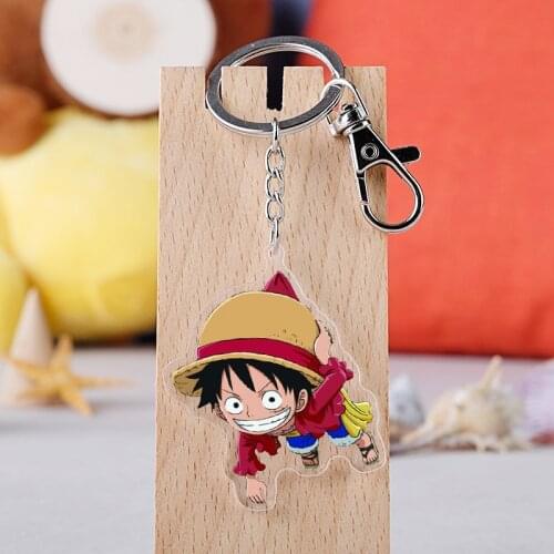 2019 One Piece Keychain Luffy Chopper Sanji Ace Double Sided Key Chain Acrylic Pendant Anime Accessories Cartoon Key Ring