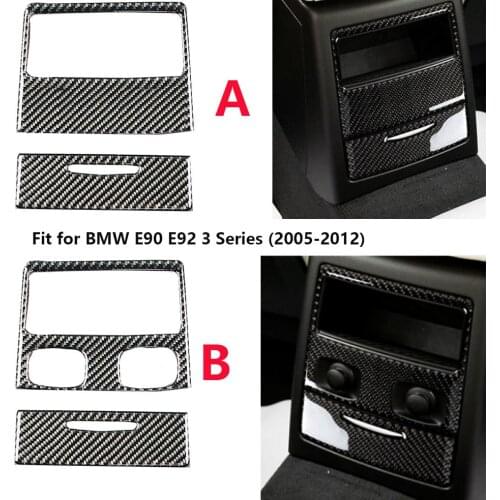 3D Carbon Fiber Rear Air Outlet Frame Storage Box Cover Trim Sticker For BMW 3 series E90 E92 (2005-2012)