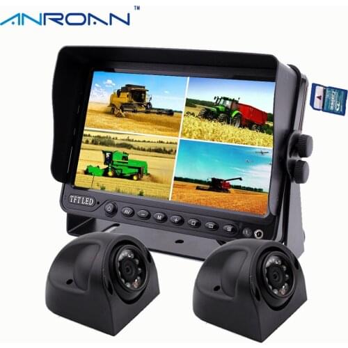 7" DVR Recorder Quad Split TFT LCD Monitor Car Rear View Camera System 2 x Side View Camera Kit CCD Colour Backup Camera