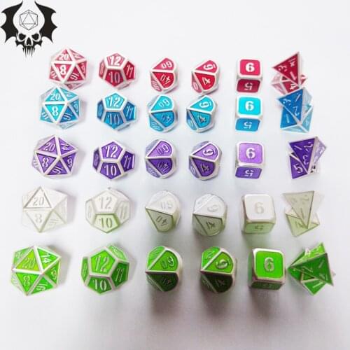 7pcs/set of 17-color Multi-sided Dice Metal Zinc Alloy Multi-sided TRPG Game Dice Set Board Game Entertainment Dice SD