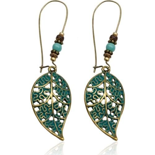 8Seasons Fashion Women Drop Earrings Antique Bronze Hook Vintage Hollow Leaf Style Trendy Accessories Earrings Gift,1 Pair