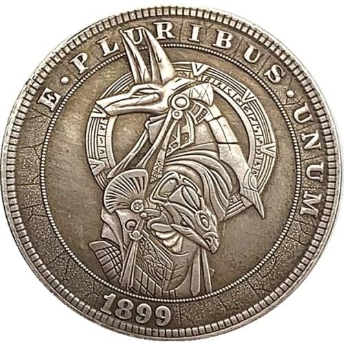 Aqumotic Skull Werewolf Eagle 3D 1899 United States Wanderer Skeleton Wolf Antique Commemorative Coin Collect 1pc