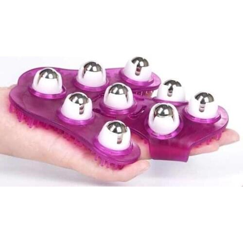 Free Shipping 9 Beads 360 degree Body Cellulite Massage Glove bath hand palm massager random color