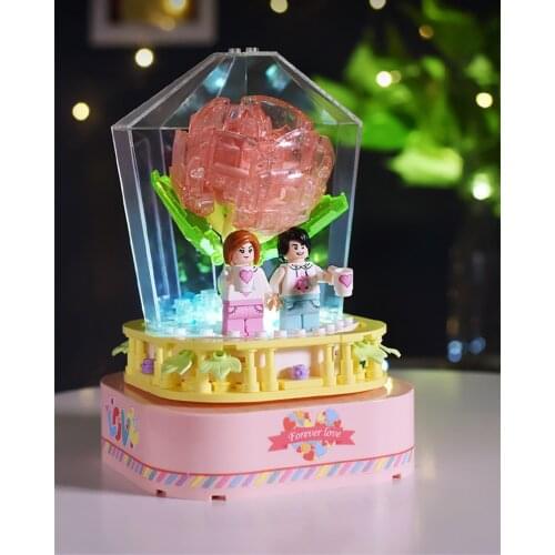 Sembo Blocks Kids Building Toys Girls Gift Rose Puzzle Music Box Lovers Gift 601154 with original box