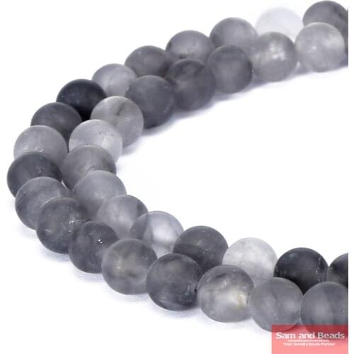 Natural stone beads Dull Polish Matte Grey Cloudy Quartz Beads 4-12mm For DIY Jewelry making Necklace Bracelet MGQB01