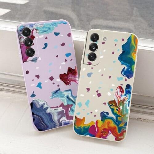 Oil Painting Color Block Case For Samsung Galaxy S21 S20 FE S10 Note 20 10 Plus Soft Phone Cover For A72 A52 A42 A32 A711 Case