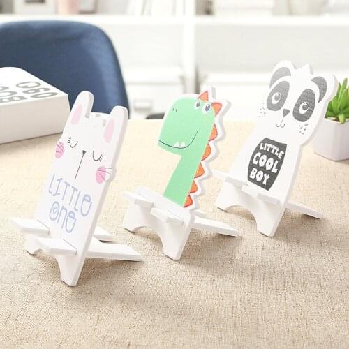 New Phone Holder Cartoon Wooden Light Weight Cute Rabbit Panda Dinosaurs Animal Cellphone Tablet Desktop Holder Stand