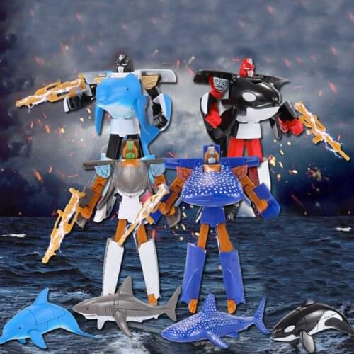 Childrens Toy Transformer Robot Shark Ocean Anime Figurine Hobby Constructor Gift Action Figure Toys for Kids Free Shipping