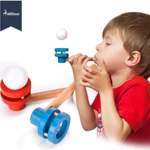 Kids Wooden Toys Blocks STEM Game Blowing Pipe MiDeer Floating Ball Classic Fun Popular Learn Educational Toys for Children Gift