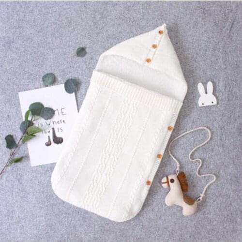 Baby Sleeping Bags Envelopes 0-6M Autumn Winter Thick Sleep Sacks For Infant Wheelchair Solid Knit Newborns Swaddle Wrap Cocoon