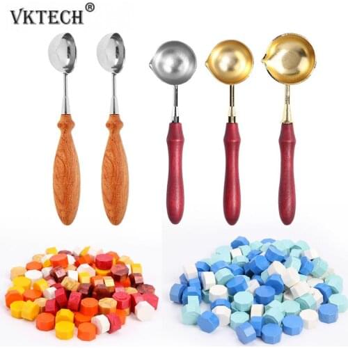Anti-Hot Sealing Wax Spoon Sealing Stamp Wax Melting Spoon Vintage Wood Handle Sealing Wax Spoon Stamps for scrapbooking