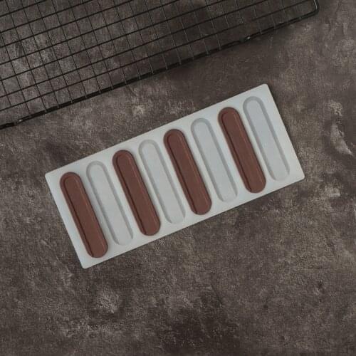 Bar Shape Chocolate Silicone Mold Cake Decorating Round Head Stripe Shape Transfer Sheet Mould Cake Edge Decotation