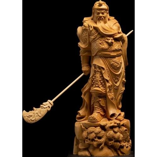 Dynasty Warriors GuanYu legend statue Guangong Wood people sculpture wooden decor craft chinese doll statues for decoration