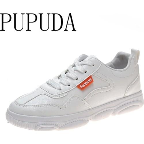 PUPUDA Women White Sneakers Lightweight Casual Shoes Women Trend Canvas Sneakers Fashion Female Shoes 2020