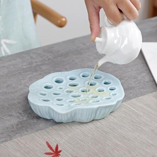 Ceramic Retro Pot Tray Bamboo Tea Tray TeaPot Base Small Water Storage Tea Table Teapot Holder Tea Pot Base Water Drop Container