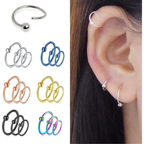 Surgical Steel Captive Bead Ring Ear Hoop Nose Ring Loop Ear Tragus Cartilalge Piercing Ring Body Jewelry Earring 20g 6/8/10mm