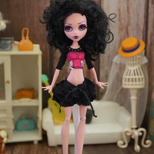 Black Pink Short Crop Top Skirt For Monster High Doll Fashion Dolls Clothes Set for Bratz Dolls Outfits Accessories DIY Toys
