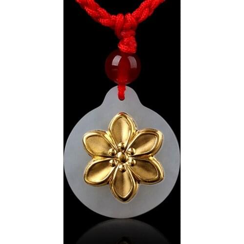Fashion Pendants Jade Jewelry Elegant Flower Stylish Jade Pendant For Women Unisex Necklace Jewelry