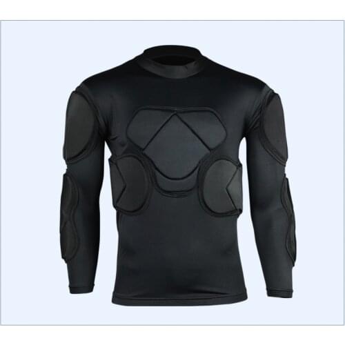 Mens Sport Soccer Goalkeeper Football Rugby Jersey Long Sleeve Sponge Ventilate Protective Shirt Elbow Chest Shoulder Pads