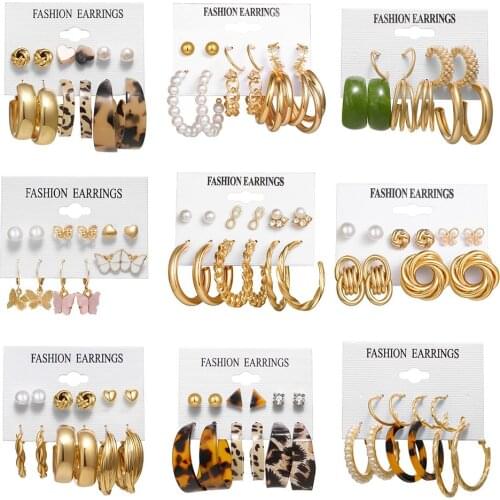 Earrings Set Earrings for Women 2021 Fashion Jewelry Leopard Circle Pearl Stud Earrings Birthday Gifts bijoux femme