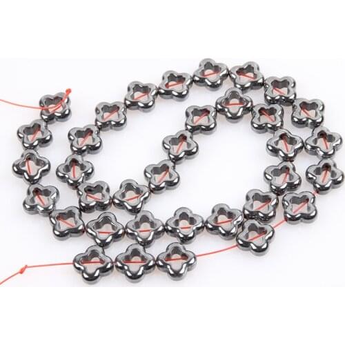 Natural Stone 12*16mm Hematite Non-magnetic Hollow Clover Energy Loose Beads Jewelry Making DIY Bracelet Necklace Accessories