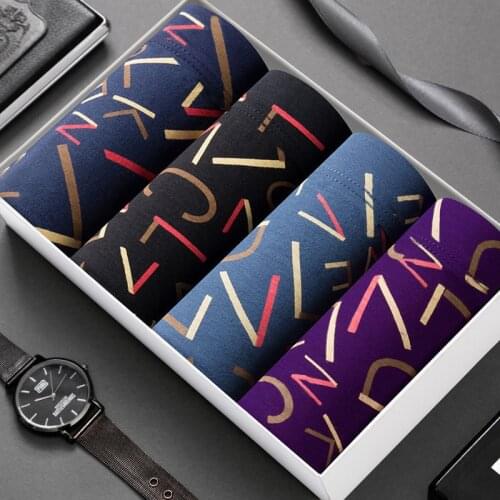 4PCS/Lot MenS Underwear 100% Cotton MenS Underpants Men Panties Shorts Underwear Boxer Shorts Underwear corners printing