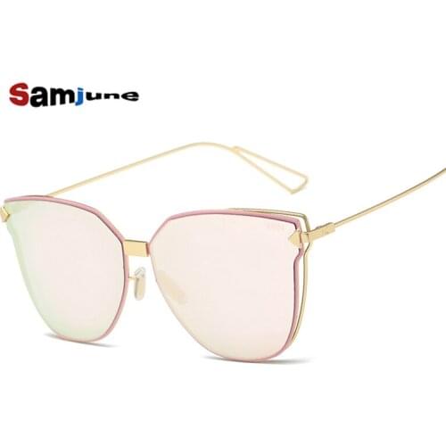 New Cat Eye Sunglasses Women 2016 Brand Designer Coating Mirror Clear Yellow Sun Glasses Fashion Men Cateye Sunglasses UV400