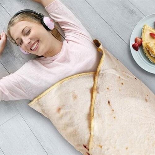 Tortilla Burrito Blanket Food Flour & Corn Throw Round Tortilla Soft Flannel