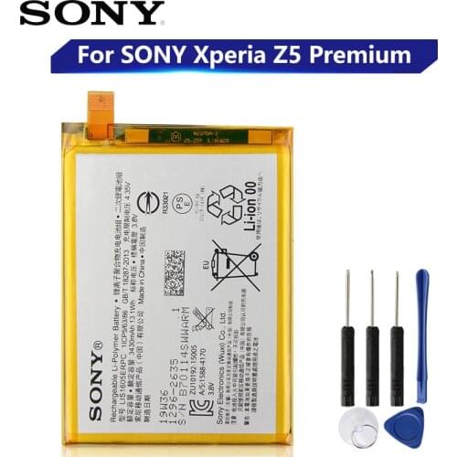 Original Replacement Sony Battery LIS1605ERPC For SONY Xperia Z5 Premium Z5P Dual E6853 E6883 E6833 Genuine Battery 3430mAh