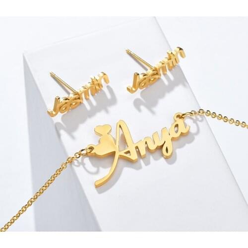 Custom Name Necklace Stainless Steel Customized ID Name Necklaces for Women personalized Jewelry