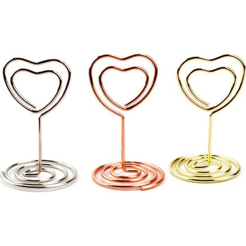 Memo Folder Solid Color Heart Shaped Metal Clip Storage Rack Decorative Artware for Home Office