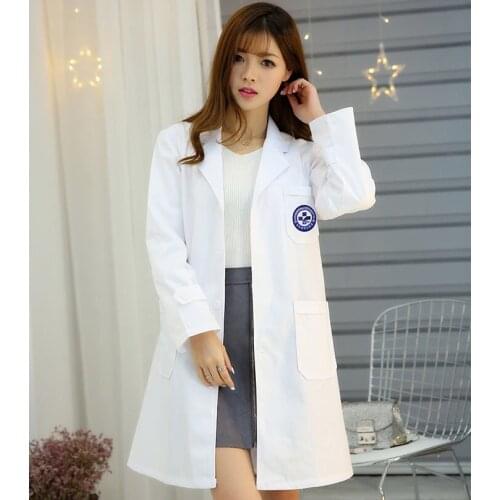 Professional Medical White Lab Coat Doctor Hospital Scientist School Uniforms Dress Costume for Students Adults Work Wear