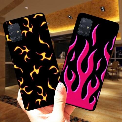 Fashion Fire Artistic Flame Black Silicone Case Cover For Samsung A51 A71 A01 A10 A11 A21S A20 A30 A31 A40 A41 A50 A60 A70 A50S