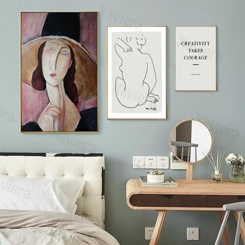 Nordic Abstract Retro Woman Art Poster Color Pattern Stitching Surrealism Canvas Painting Home Decoration Bedroom Mural No Frame