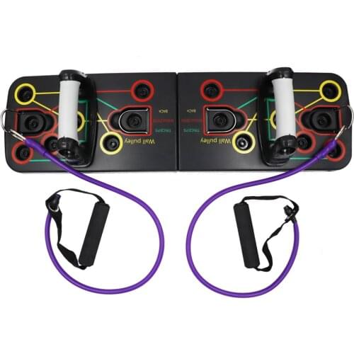 Foldable Push Up Stand Bars Board With Hand Grip With Resistance Band For Core Training Workout Gym Home Fitness Body Building