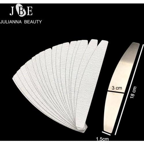50pcs #100/#180 Removalble Sand Paper Replacement For Stainless Steel Double Sided Halfmoon Nail File Nail Art Beauty Tool