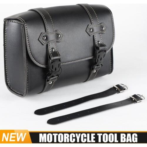 Motorcycle Saddle Bag Storage Tool Pouch Leather Black Motorcycle tool bags For Honda Shadow For BMW Universal