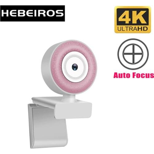 Hebeiros HD 1080P Auto Focus 4K Mini Computer PC WebCam Microphone Rotatable USB Camera Live Broadcast Video Calling Conference