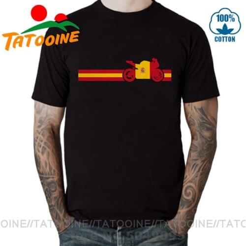 Tatooine Vintage Spanish Flag Motorcycle T shirt homme Retro Espanol Rider T-shirt hombre Moto Bike apparel made in Spain camisa