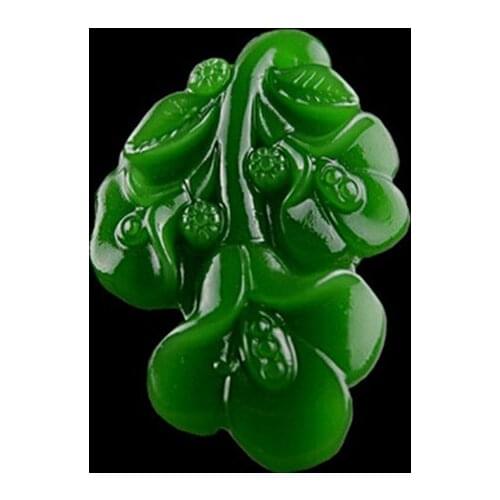 High Imitation Green Leaves Pendant Necklace Carved Magnolia Flower Pendant Gift For Beautiful Women Jades Jewelry Free Rope