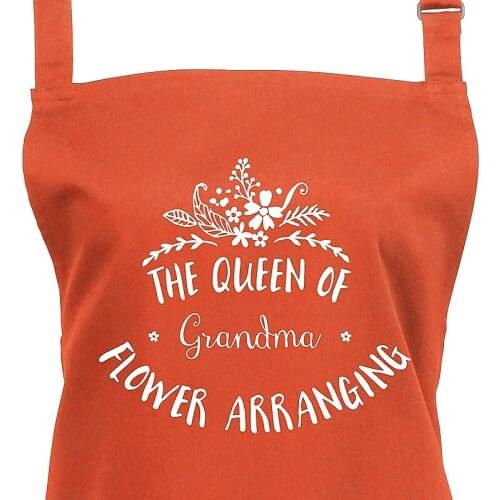 Womens Personalized Queen of Flower Arranging Apron,Funny Mothers Day Gifts,Kitchen Queens Best Partner,For wedding baking