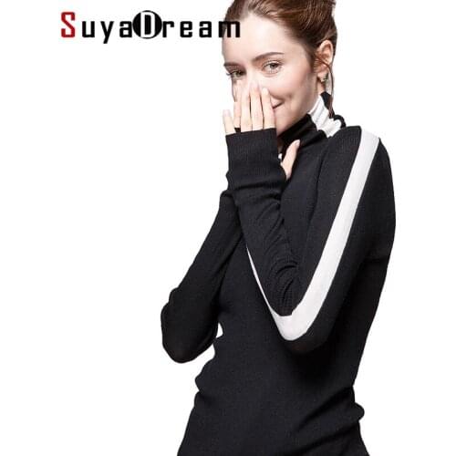 Women Wool Pullover 100%Merino Wool Turtleneck Sweater For Women Tight Ribs Knit Sweater 2019 Fall Winter Knitwears