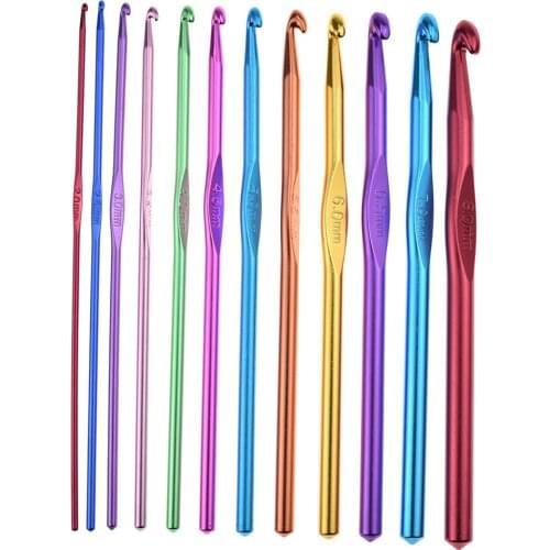 12pcs DIY Knitting Crochet Hook Set 2MM-8MM Aluminium Yarn Crochet Weaving Hook Sweater Cardigan Scraf Sticks Needles Kit