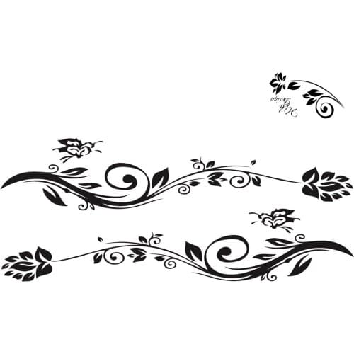 2Pcs Car Decals Butterflies Love Flowers Graphic Car Body Stickers Vinyl Self-Adhesive Side Strip Decal Cool Stickers for SUV