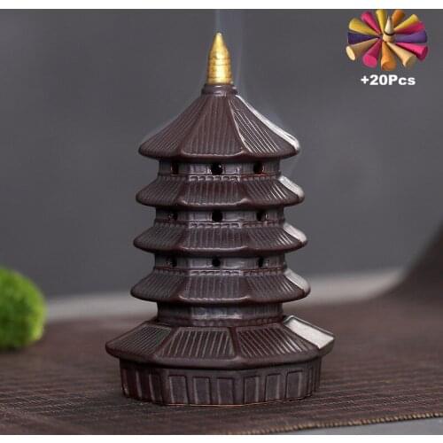 20Ps Tower Incense West Lake Leifeng Tower Incense Burner Incense Holder Buddhism Hand Crafts Censer Home Office Yoga Decoration